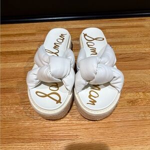 Sam Edelman White Knotted Slide Sandals
